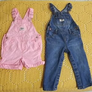 2 pairs of toddler girl overalls